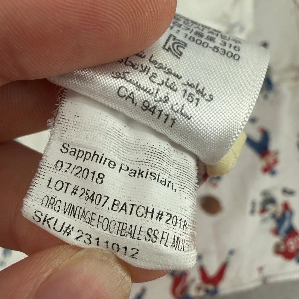Pottery Barn Kids Football Full Flat Sheet 100 Organic Cotton Blue Red White